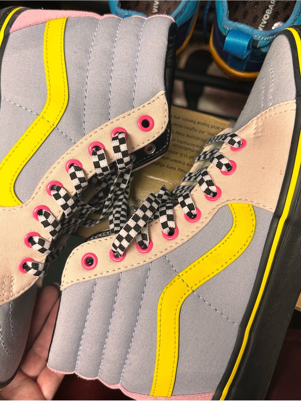 Vans Women's Colorblock High-Top Sneakers in Gray, Pink & Yellow